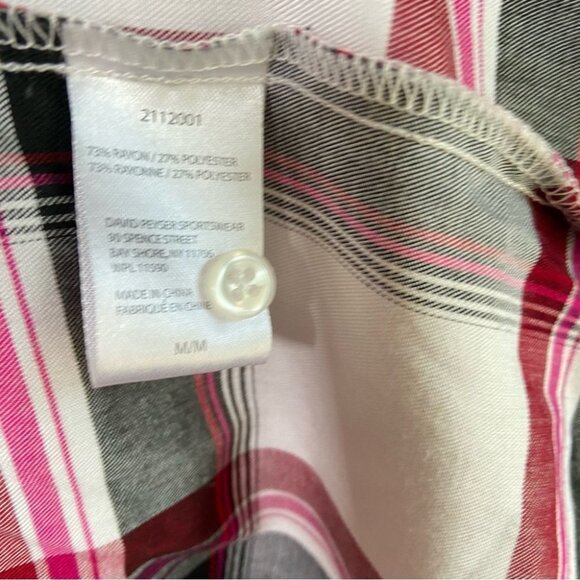 Weatherproof Vintage Faux Button Down Pull Over Pink White Plaid Medium - Picture 5 of 6